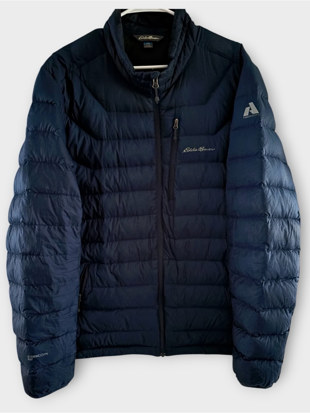 Eddie Bauer First Ascent Downlight Stormdown 800 Navy Puffer Jacket Size XL